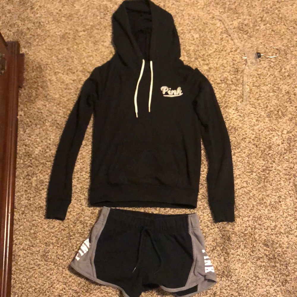 Vs Pink hoodie and shorts bundle